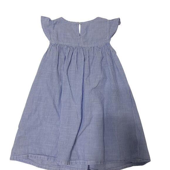 Hatley Blue Pinstriped Flutter Sleeve Embroidered Dress - Picture 6 of 6